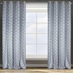 Deisgn91 Velvet Pattern Velvet 8 Eyelets Soft Curtains Elegant Modern Bedroom Living Room Lounge Stainless Steel + Silver 140 x 250 cm