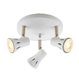 National Lighting KRIUS Modern 3 Way Decorative Gloss White with a Satin Chrome Trim GU10 LED Adjustable Dimmable Round Ceiling Spotlights