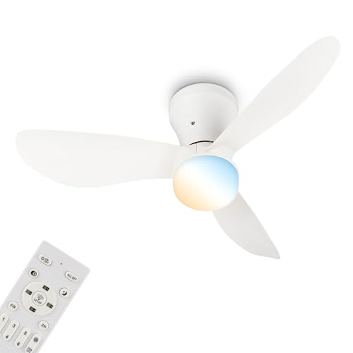 BRILONER - LED Ceiling Light with Fan, Remote Control, Quiet DC Motor with 3 Speeds, Adjustable CCT and Dimmable Lighting, Removable Blades, LED Fan, Ceiling Fans, Living Room, 78x26 cm, White