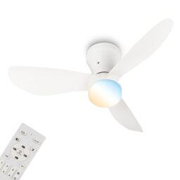 BRILONER - LED Ceiling Light with Fan, Remote Control, Quiet DC Motor with 3 Speeds, Adjustable CCT and Dimmable Lighting, Removable Blades, LED Fan, Ceiling Fans, Living Room, 78x26 cm, White