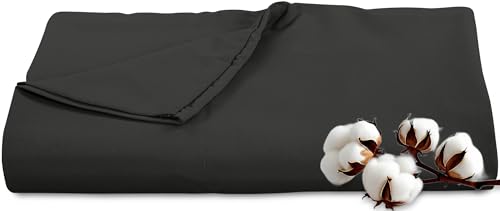 Royale Linens 300 Thread Count 100% Long Staple Combed Cotton Flat Sheet - Super Soft - Top Sheets - Full Flat Sheet Sold Separately - Breathable, Cool & Crisp Percale Sheets Only (Full, Black)