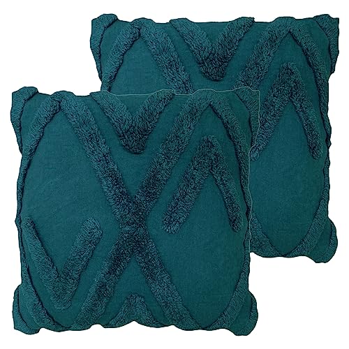 furn. Kamjo Geometric Tufted Feather Filled Cushion - Twin Pack, Navy, 50 x 50cm