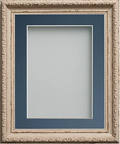 Frame Company Brompton Vintage Cream A2 Photo Frame with Blue Mount for A3