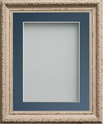 Frame Company Brompton Vintage Cream A2 Photo Frame with Blue Mount for A3