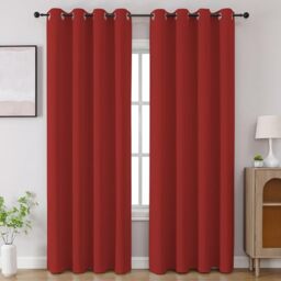 CUCRAF Red Blackout Curtains 96 inch Length 2 Panels Set, Room Darkening Drapes for Living Room Bedroom, Thermal Insulated Light Blocking Grommet Window Curtain (W52 x L96 Inch)