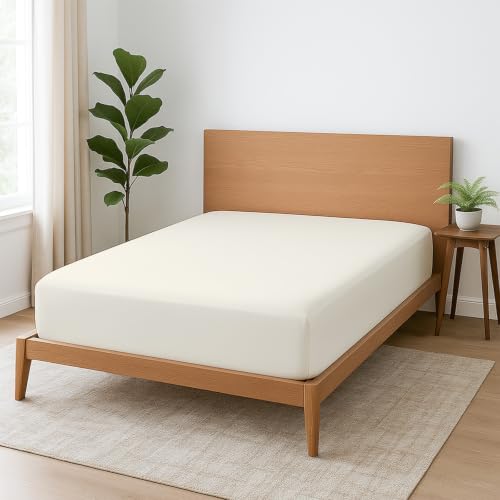 1 Piece Queen Fitted Sheet, Soft Brushed Microfiber, Ivory