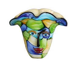 GILDE GLAS art Face Vase Glass Handmade Art Height 29 cm