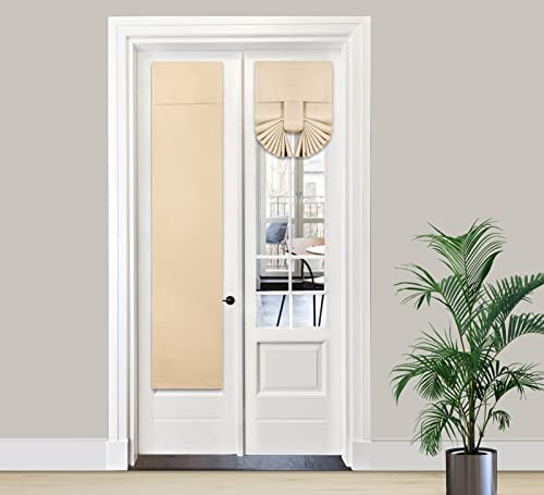 PI Blackout Black Out Front Door Curtain, Door Window Shade Privacy Thermal Insulated Small Door Curtain for French Door/Sliding Door/Patio Door, 1 Panel (W12XL68, Beige)