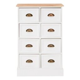 Premier Housewares Chest of 8 Drawers, Iron, MDF, Paulownia Wood, Plywood, White, One Size, 2405174