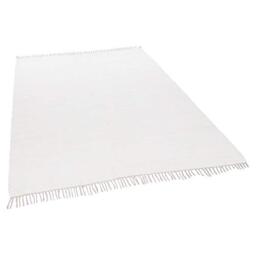 Theko Dhurry Rug 100% Cotton Flat Weave Rug Happy Cotton Hand Woven Colour: White 40 x 60 cm