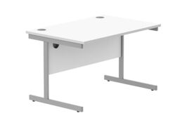 Office Hippo Essentials Rectangular Writing Computer Work Place, Home Office Desk with Cable Port Management, MFC, Arctic White, 120x80cm