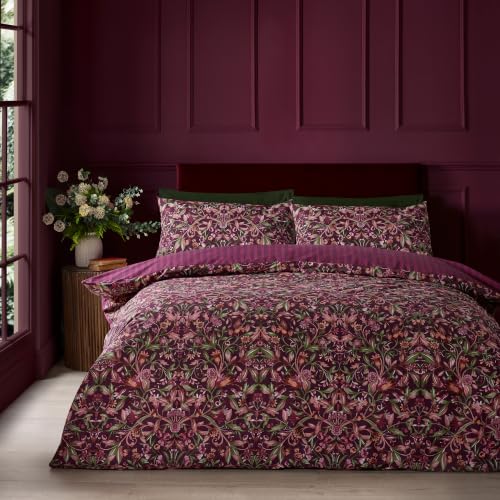 Catherine Lansfield Richmond Floral Double Duvet Cover Set Plum
