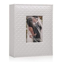RECUTMS 200 Pocket Album 4x6 Mini Photo Album PU Leather Cover Wedding Album Family Baby Anniversary Graduation Travel Album Personalized Cover Photo Book (White)