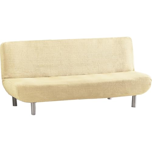 ECOMMERC3 - 3 Seater Sofa Cover Clic-Clac Elastic Jacquard - Ecru Universal Fit for Sofas Click Clack, Breathable and Anti-Wear, Easy to Put on and Take Off