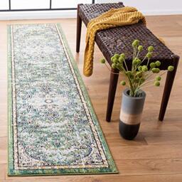 Safavieh Boho Rug for Living Room, Dining Room, Bedroom - Madison Collection, Short Pile, in Green and Turquoise, 66 x 305 cm