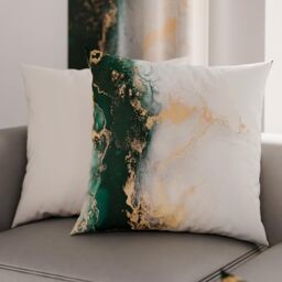 PETTI Artigiani Italiani - Pair of Pillow Cases 80 x 80 cm in Microfibre, Cushions for Bedroom Furniture, Sofa, Living Room, Set of 2 Cushion Covers, Emerald Marble Pillowcase, 100% Made in Italy