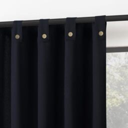 "Archaeo Cotton Blend Button Tab Top Curtain Panel, 40"" x 84, Navy Blue"