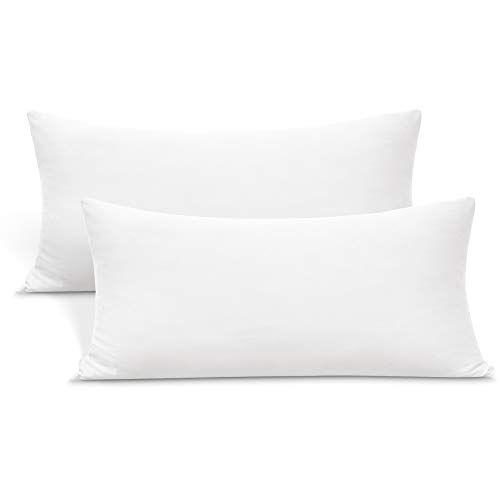 "Stretch Pillow Cases - Jersey Knit and Envelope Closure Ultra Soft Like Microfiber Blend - 2 Pack - Fits 20"" x 36/20"" x 40"", White"
