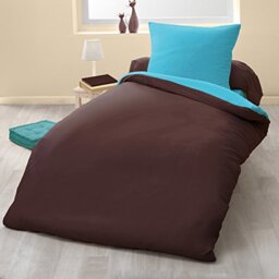 Home Passion 60020 Duvet 135 x 200 cm 57 Yarns Cotton Chocolate/Turquoise Linen, Pack of 2