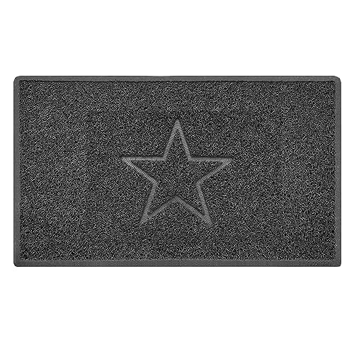 Nicoman Star Embossed Shape Door Mat Dirt Trapper PVC Spaghetti Mat Washable Quick Drying Barrier Doormat-Dark Grey (Drainage Open-Back)-Medium (75x44cm)