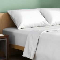 "Texas Linen CO. 100% Organic Cotton Percale Sheets King Size - 4 PC White Organic Sheets King Set, Soft, Crisp & Cooling, Fully Elasticized 16"" Deep Pocket Hotel Bedsheet Set - Gots Certified"