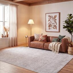 SAFAVIEH Traditional Rug Ideal for High Traffic Areas - Machine Washable and Non Slip - Tucson Collection, Short Pile, in Beige, 244 X 305 cm