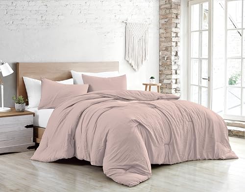 Jenny Sesal Duvet Cover Set – Solid Colour – Made in Italy – Double – Single – Duvet Cover and Pillowcases Set (Powder, Single)