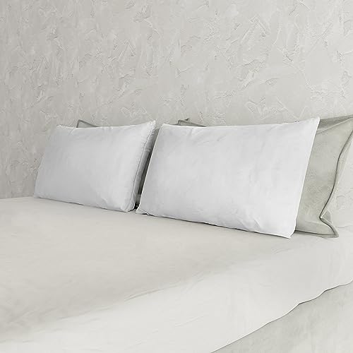 Italian Bed Linen Couple of Plain Color Pillowcases, White, 52 x 82 cm