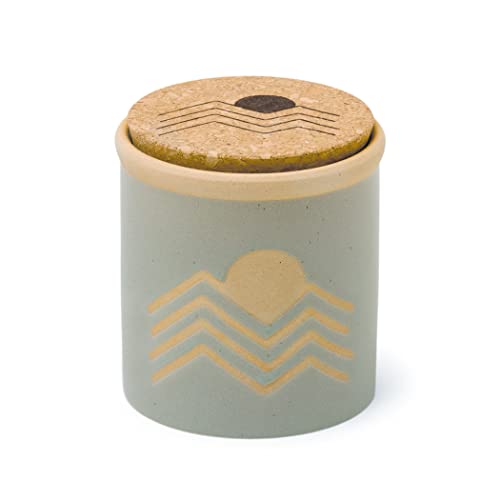 Paddywax Scented Candles Dune Collection Artisan Soy Wax Candle in Ceramic Jar with Cork Lid, 226g, Eucalyptus Santal