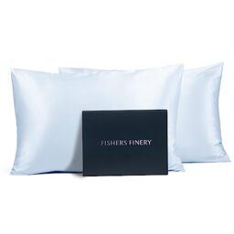 Fishers Finery 25mm 100% Pure Mulberry Silk Pillowcase, Good Housekeeping Winner (Blue, Standard)