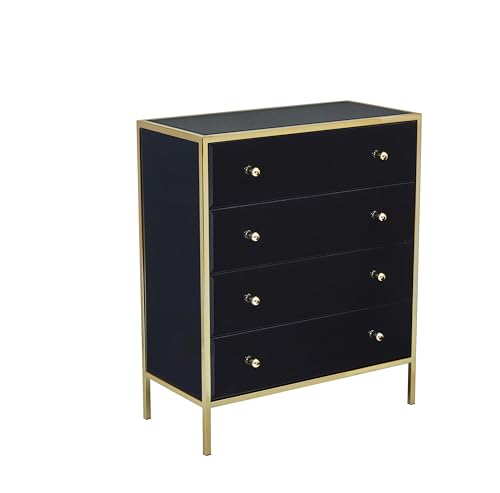 Birlea Black Mirrored Chest of Drawers Fenwick Mirror Glass Rose Gold 4 Drawer