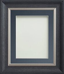 Frame Company Drummond Range Charcoal 16x12 inch Picture Photo Frame with Blue Mount for Image 12x10 inch * Choice of Sizes* Fitted with Real Glass