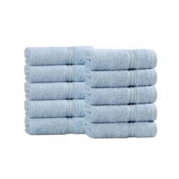 "Superior Classic Ultra-Soft Absorbent 10-Piece Egyptian Cotton Face Towel Set, 13"" x 13"" Light Blue, 10 Pieces"