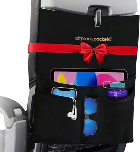 Airplane Pockets Tray Cover - Sanitary Tray Table Cover with Pockets for Airplane - Patented Design with Multiple Compartments - Travel Organizing Accessory for Comfortable Flight