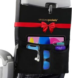 Airplane Pockets Tray Cover - Sanitary Tray Table Cover with Pockets for Airplane - Patented Design with Multiple Compartments - Travel Organizing Accessory for Comfortable Flight