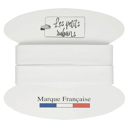 Les Petits Rubans 100% Cotton Bias Tape - 20mm Wide, 5m Long - Edge for Sewing, Upholstery, Clothing, Blankets - White