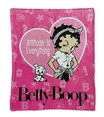 "Midsouth Products Betty Boop Throw Blanket 50""x60"" ??? ???Attitude is Everything??? Pink Fleece ??? Super Soft Coral Plush ??? Lightweight Bed or Sofa Throw ??? Officially Licensed Betty Boop Gift - from"