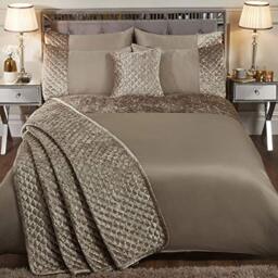 Emma Barclay Glamour - Quilted Sequin Velvet Bedspread Set in Mink - Double Bed