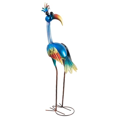 "DREAMSOUL 30"" Tall Bird Garden Statues Metal Standing Bird Outdoor Statues, 3D Funny Statue for Garden Patio Lawn"