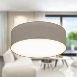B.K.Licht - Ceiling Light with Fabric Light Shade, Flush Mount Light Fitting, E27 Socket, max. 40 watt Bulb, Livingroom, Bedroom Ceiling Lights, Hallway Lighting, Soft Light Lamp, 30x10 cm, Taupe