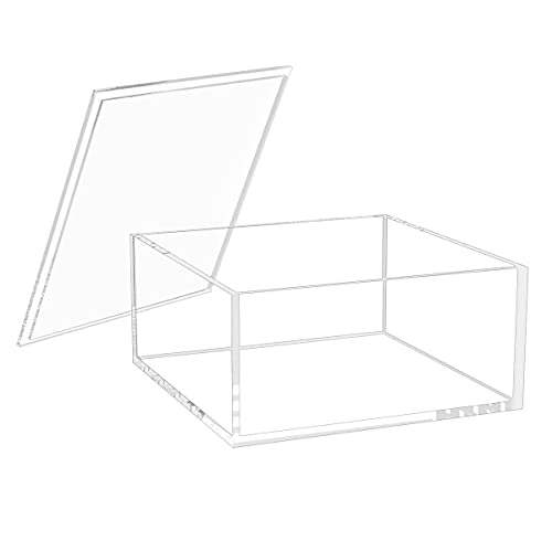 NIUBEE Acrylic Storage Box with Lids, 6.8?????? Clear Mult-Purpose Box Square Stackable for Office, Home, Mini Cube Containers for Jewelry, Staples, Mini Toys