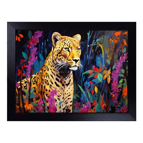 Lap Tray with Bean Bag Cushion, Cheetah Abstract H0324 - Handmade in the UK, Raised Wooden Edge, Padded Cushion, Heat-Resistant Wipe-Clean Surface, for Meals, Laptops and Crafts