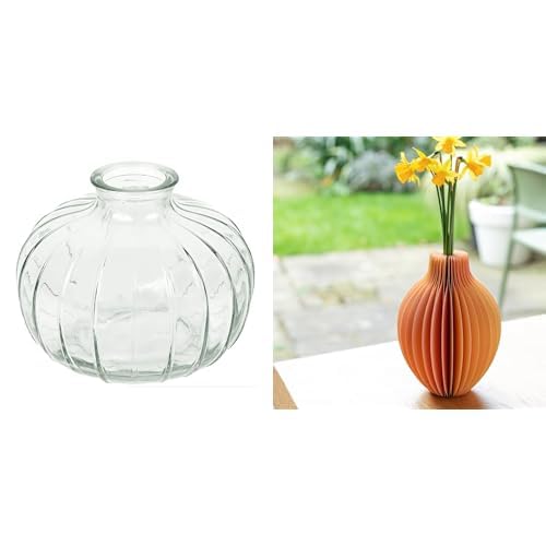 Talking Tables Clear Glass Bud Vase for flowers, s & Talking Tables Honeycomb Paper Vase with Glass Via Table Decor Bundle