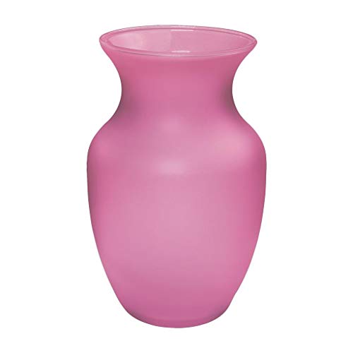"Floral Supply Online - 8"" Rose Vase and Flower Guide Booklet - Decorative Glass Flower Vase for Floral Arrangements, Weddings, Home Decor or Office. (Pink)"