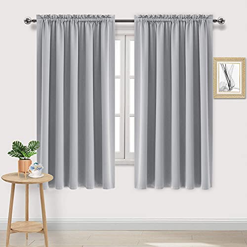 DWCN Blackout Curtains for Bedroom ??? Rod Pocket Thermal Insulated Noise Reducing Noise Reducing Drapes for Living Room, W 60 x L 63 Inch, 2 Panels, Silver Grey