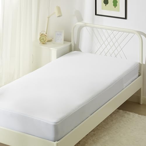 Amazon Basics Zippered Mattress Encasement Cover - Waterproof & Bed Bug Proof Mattress Protector, Double Bed, 135 x 190 x 30 cm, White