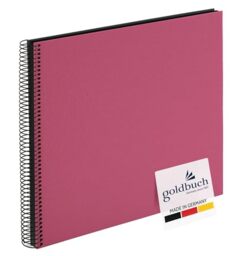 goldbuch Bella Vista 25 508 Spiral Album, Photo Album 35 x 30 x 1.5 cm - Spiral Diameter 2.8 cm, Photo Album, 40 Black Pages, Linen Memory Album, Photo Book for Pictures and Photos to Stick, Fuchsia