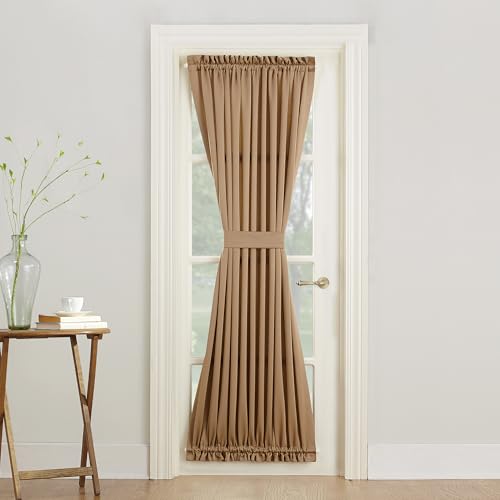 "Sun Zero Barrow Energy Efficient Rod Pocket Door Curtain Panel, 54"" x 72"", Taupe"