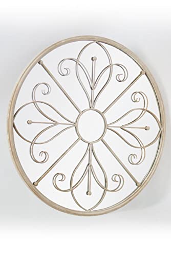 Large Metal Rustic Circular Window Garden Mirror Summer Orchid 90 X 90cm