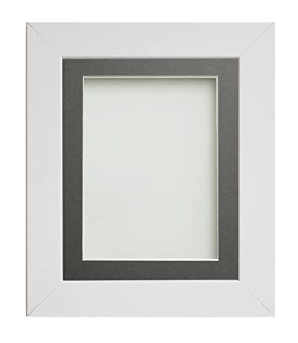 Frame Company Watson White Picture Photo Frame fitted with Perspex, 10x10 inch with Grey Mount for image size 5x5 inch